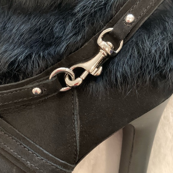 COACH black suede and fur booties with platform heel- Size 8 - Picture 5 of 10